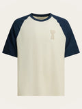 Ami Paris T-shirt raglan panna e blu, foto 1 di 10