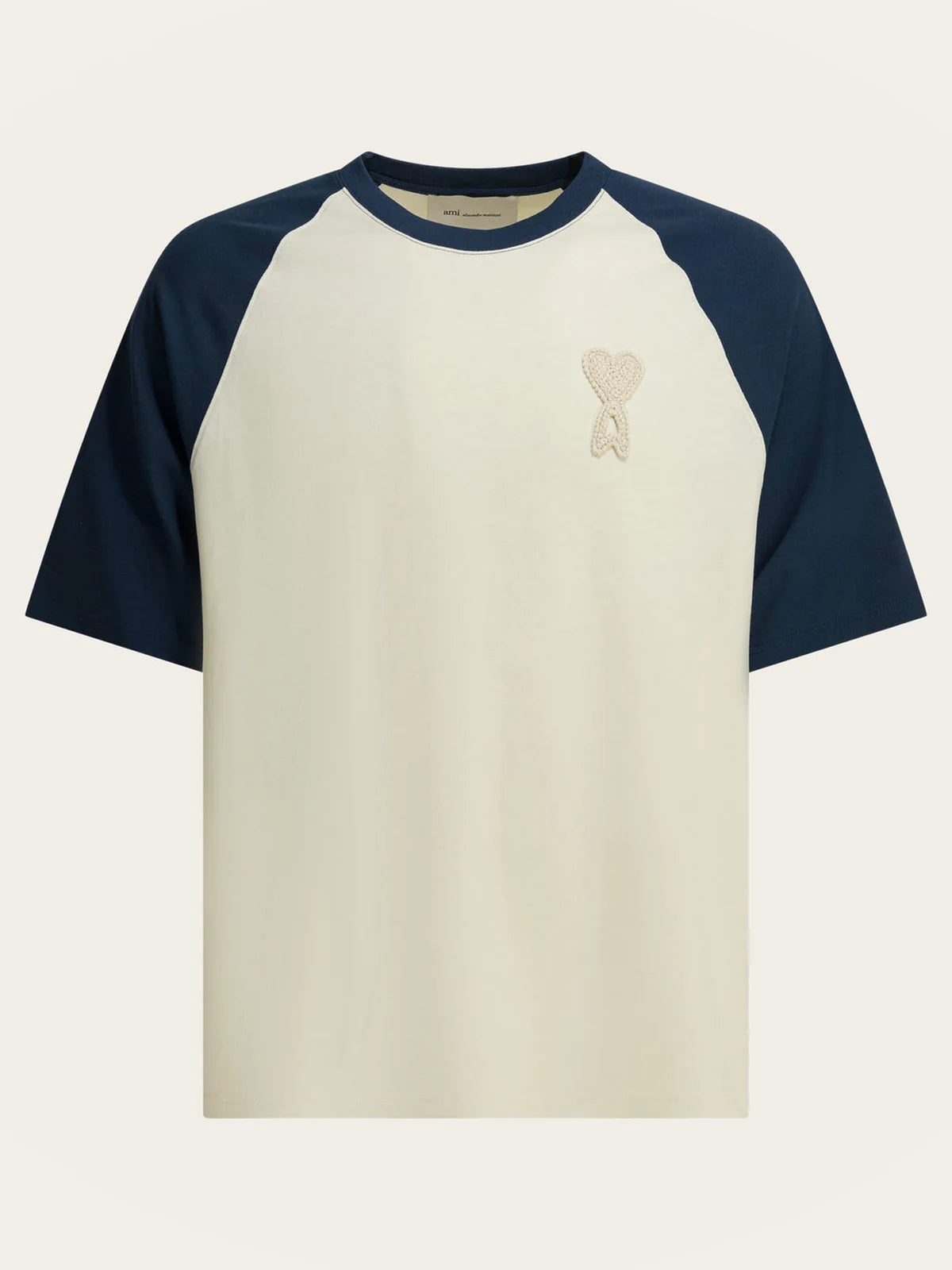 Ami Paris T-shirt raglan panna e blu, foto 1 di 10